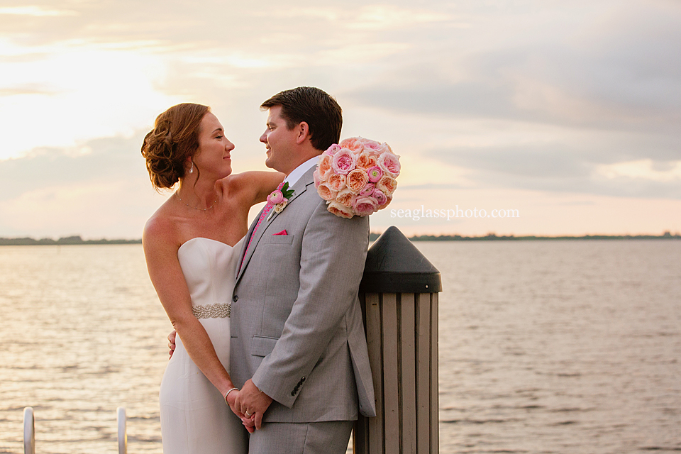 Sunset Wedding at the  Moorings Club Vero Beach Florida Seaglass Photography