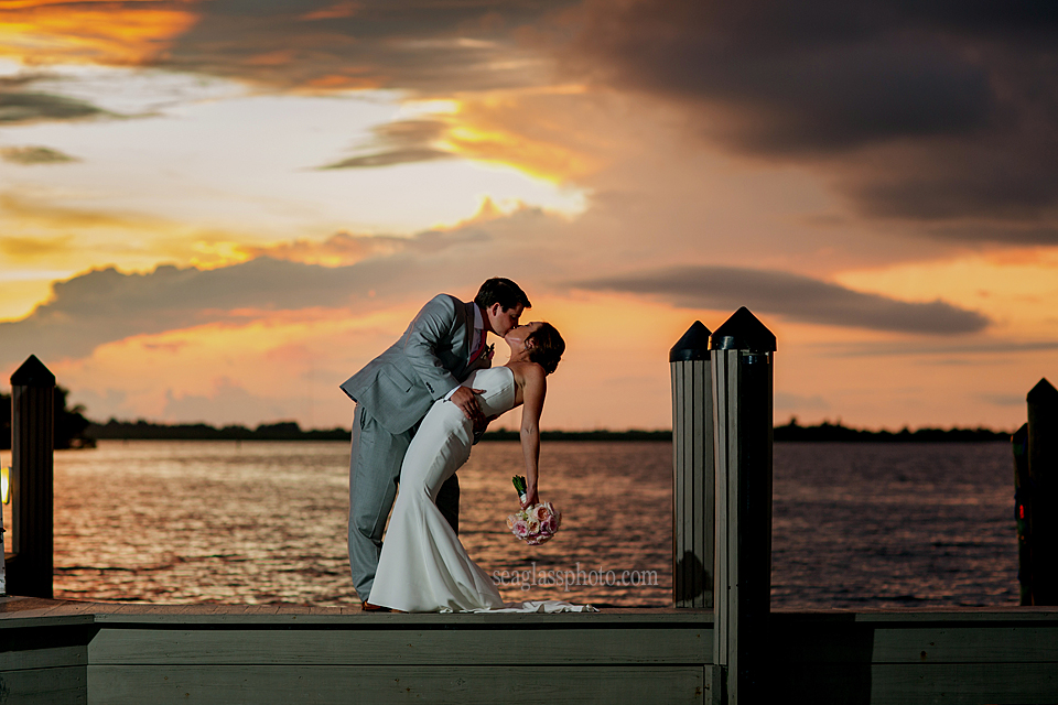 Sunset Wedding at the  Moorings Club Vero Beach Florida Seaglass Photography