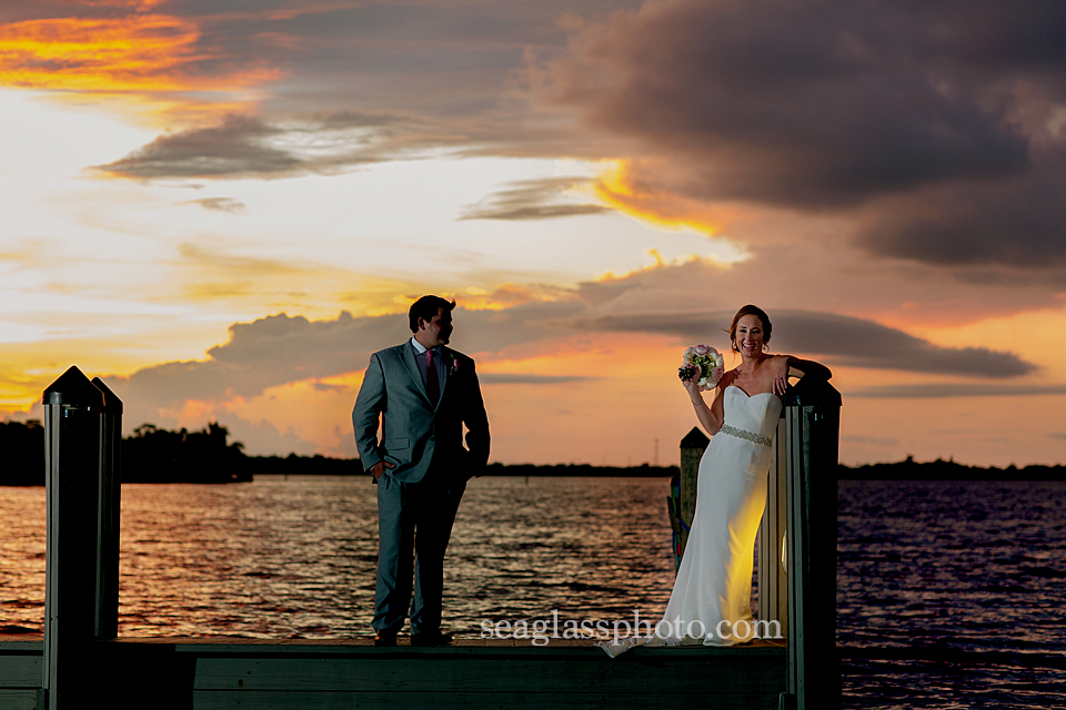 Sunset Wedding at the  Moorings Club Vero Beach Florida Seaglass Photography