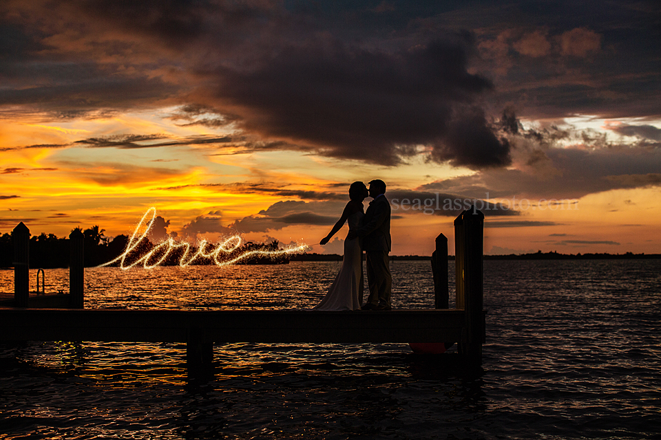 Sunset Wedding at the  Moorings Club Vero Beach Florida Seaglass Photography