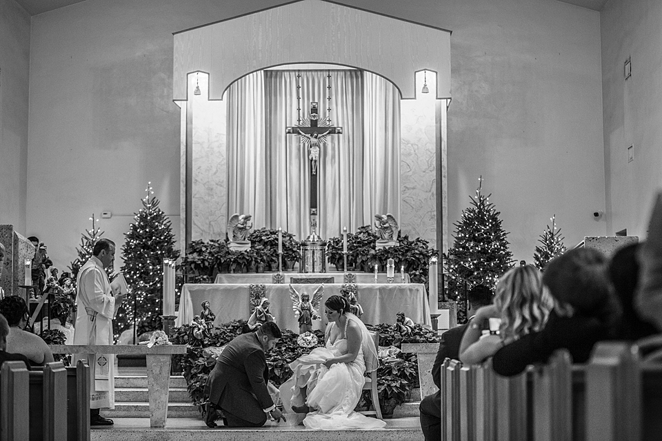 The groom washed his brides feet during the ceremony 