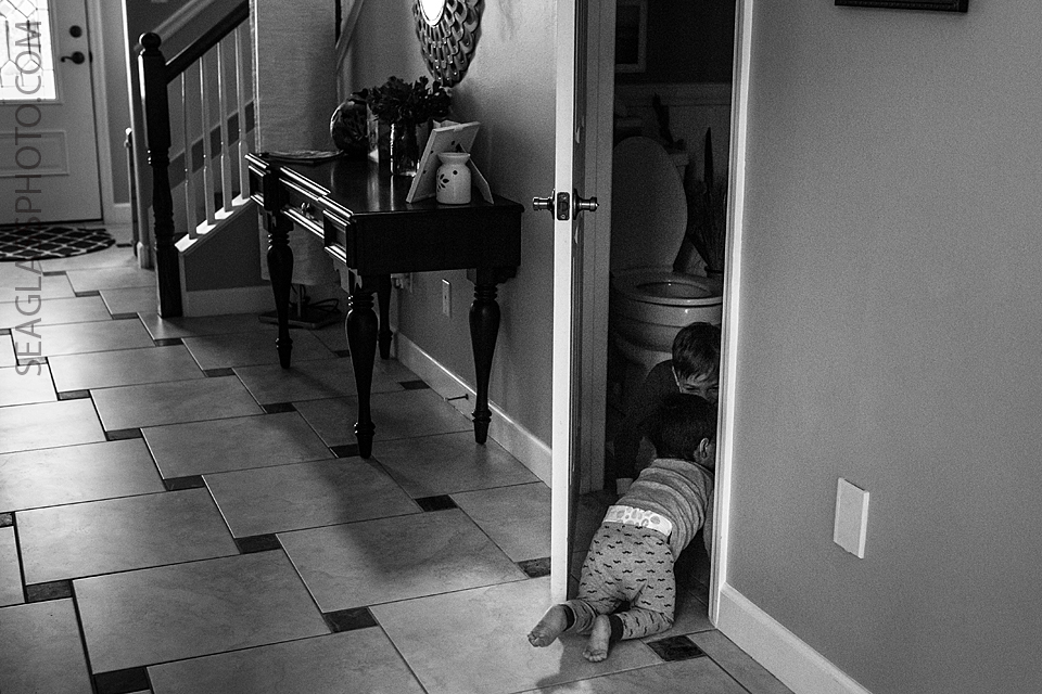 brothers sneaking into the bathroom