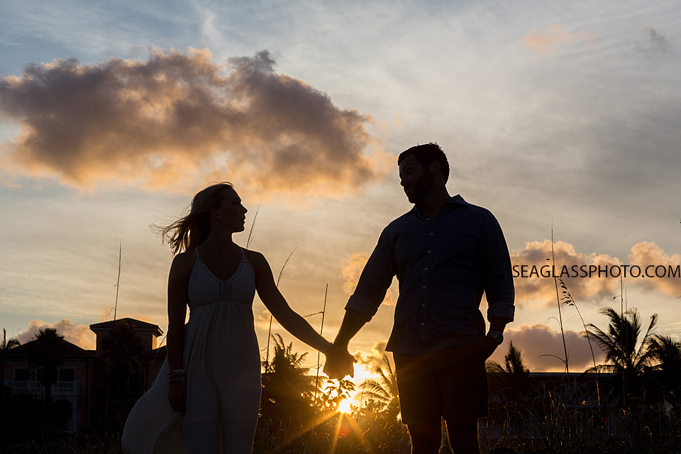 Silhouette of couple at sunset in Vero Beach Florida