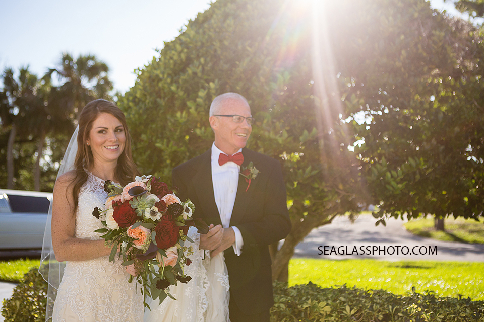bride with her dad before walking down the aisle Vero Beach Florida Wedding