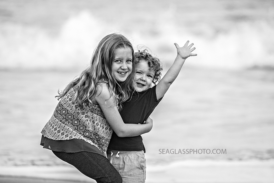black and white photograph of Siblings n Vero Beach Florida Family Photographer