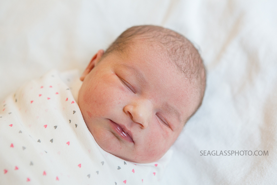 Close up of baby girl during new born photo shoot in Vero Beach Florida