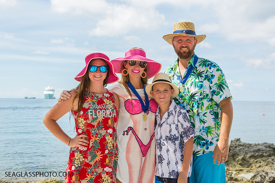 Birthday girls immediate family gather for a picture in the bahama's Photographed by a Vero Beach Florida Photographer