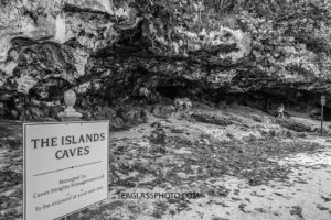 Black and white photo of the islands caves in the bahama's Photographed by a Vero Beach Florida Photographer