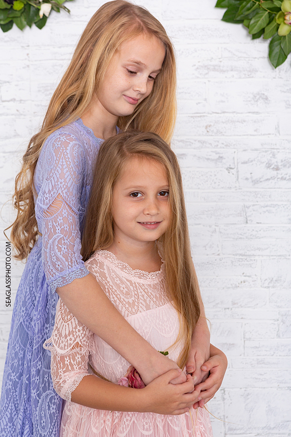 Close up of sisters during family photos in Vero Beach Florida