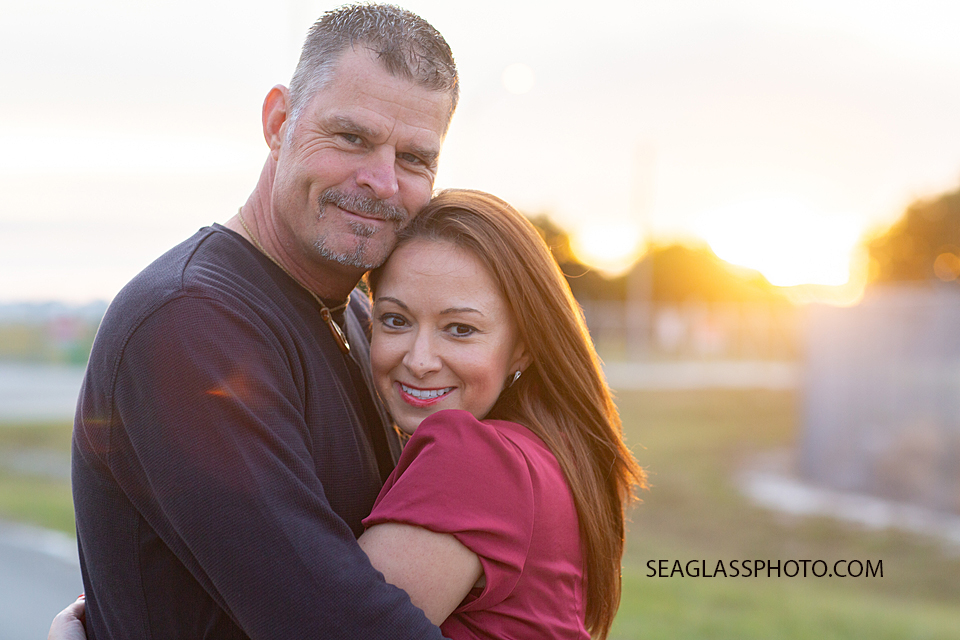 Close up of husband and wife during family photos in Vero Beach Florida