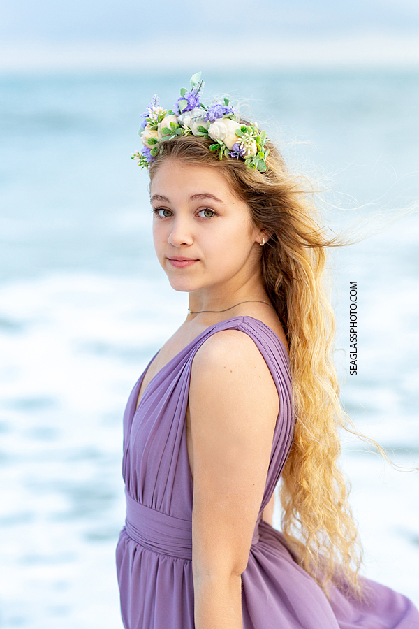 Close up of a young senior looking so elegant during her senior photoshoot in Vero Beach Florida
