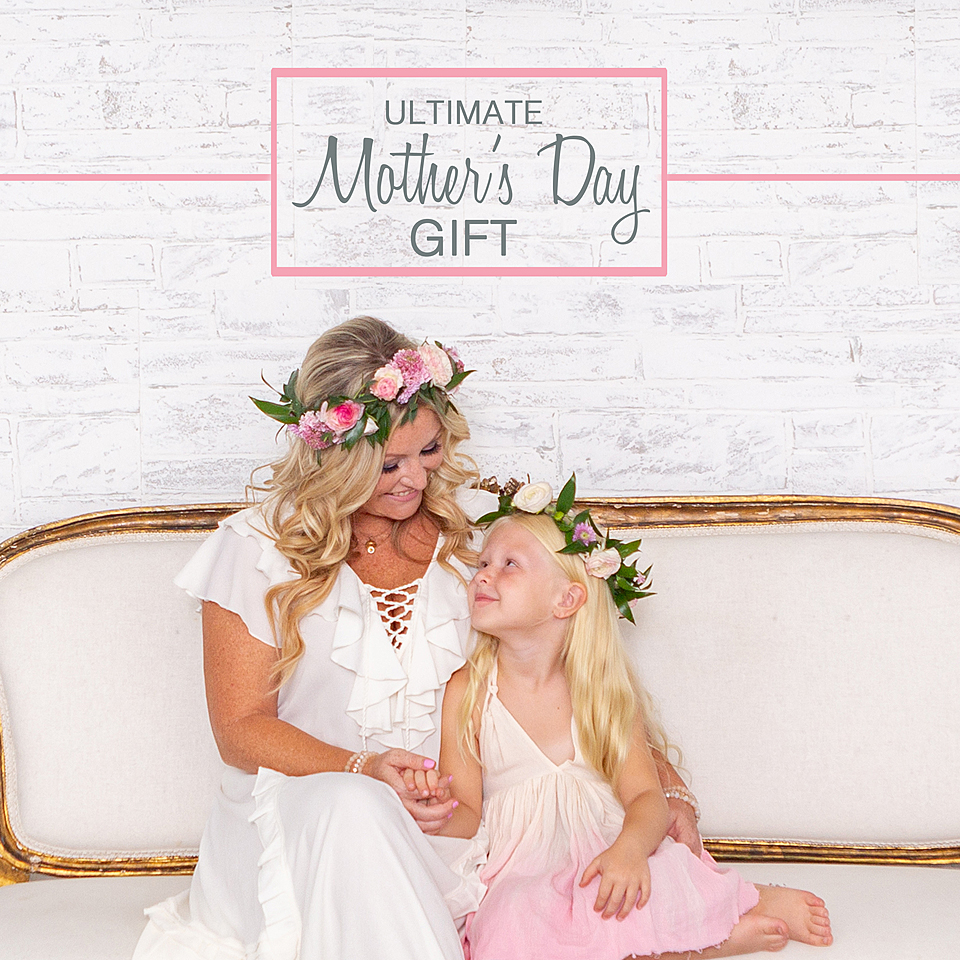 Mother's Day gift guide showing mother and daughter wearing flower crowns boho look 