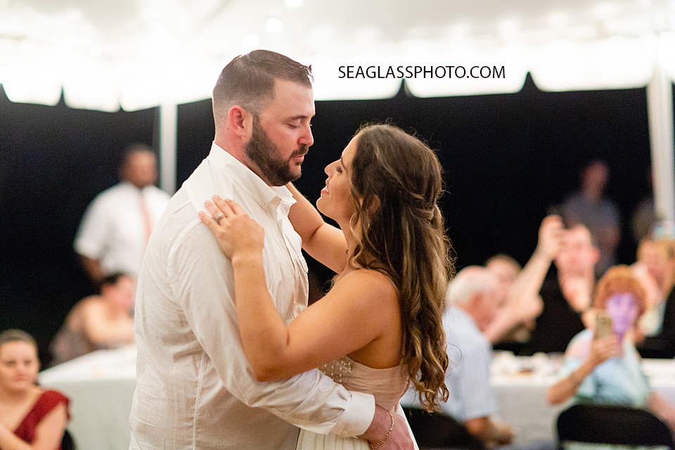 Bride and Groom dancing at their wedding reception in Vero Beach Florida