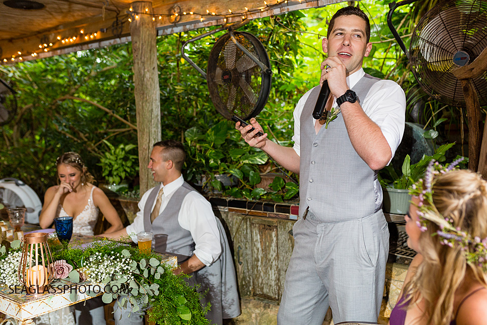 The Best man gives a speech during the reception in Vero Beach Florida