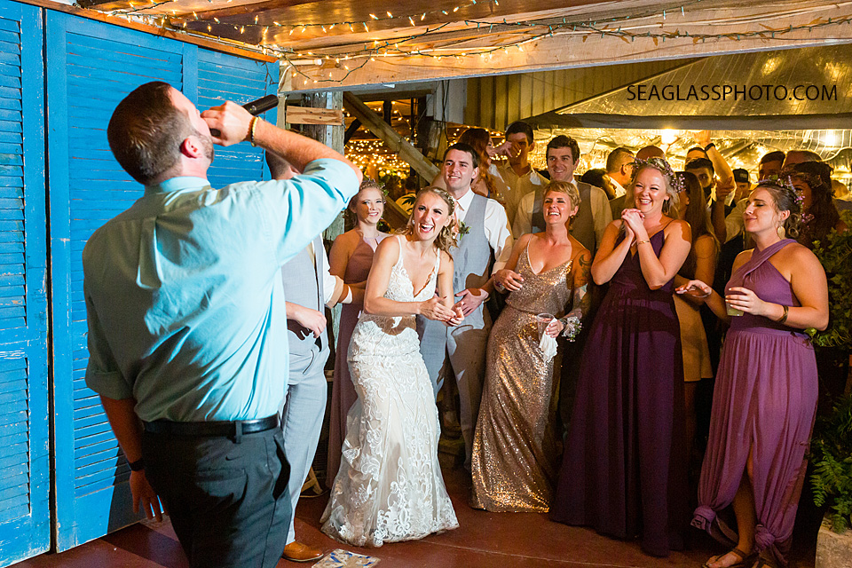 Just a little fun on the dance floor during the wedding reception in Vero Beach Florida