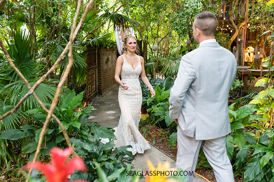 The Bride and Groom see each other for the first time before the wedding in Vero Beach Florida