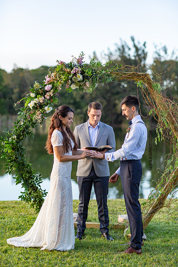 Bride and groom say their vows in Vero Beach Florida