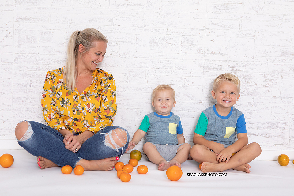 Mother and Sons in Studio Photoshoot in Vero Beach Florida