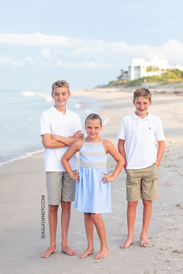 Siblings on the beach in Vero Beach Florida