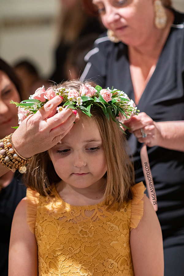 Flower crown on girls head in Vero Beach Florida