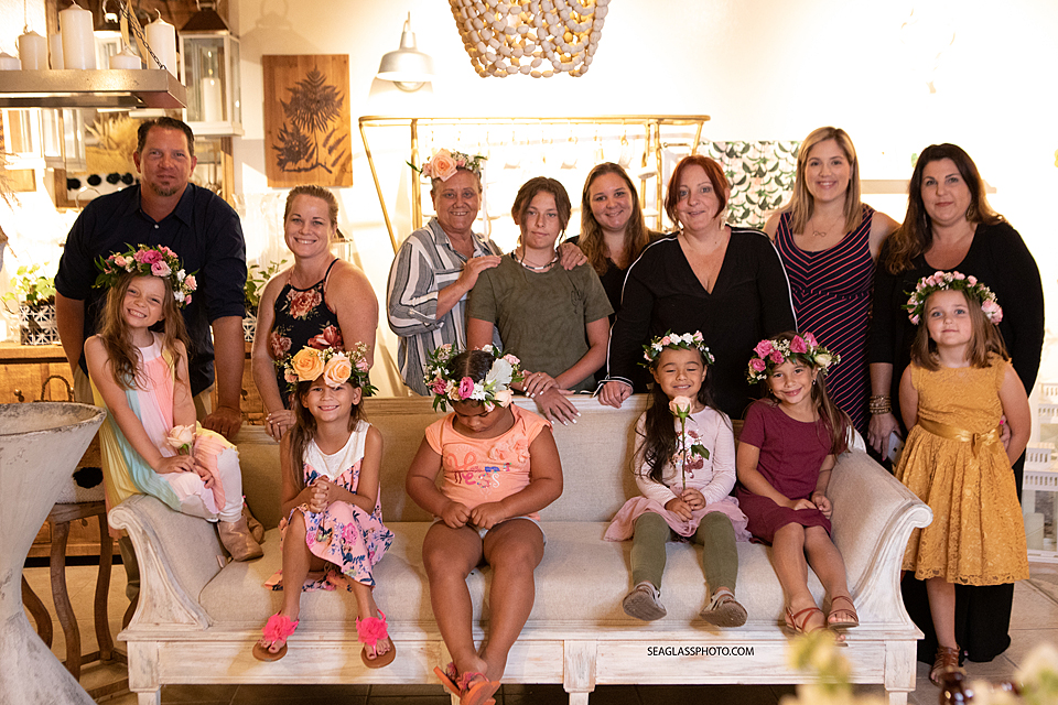 Parents and daughters with flower crowns in Vero Beach Florida