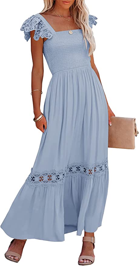 women's long blue dress