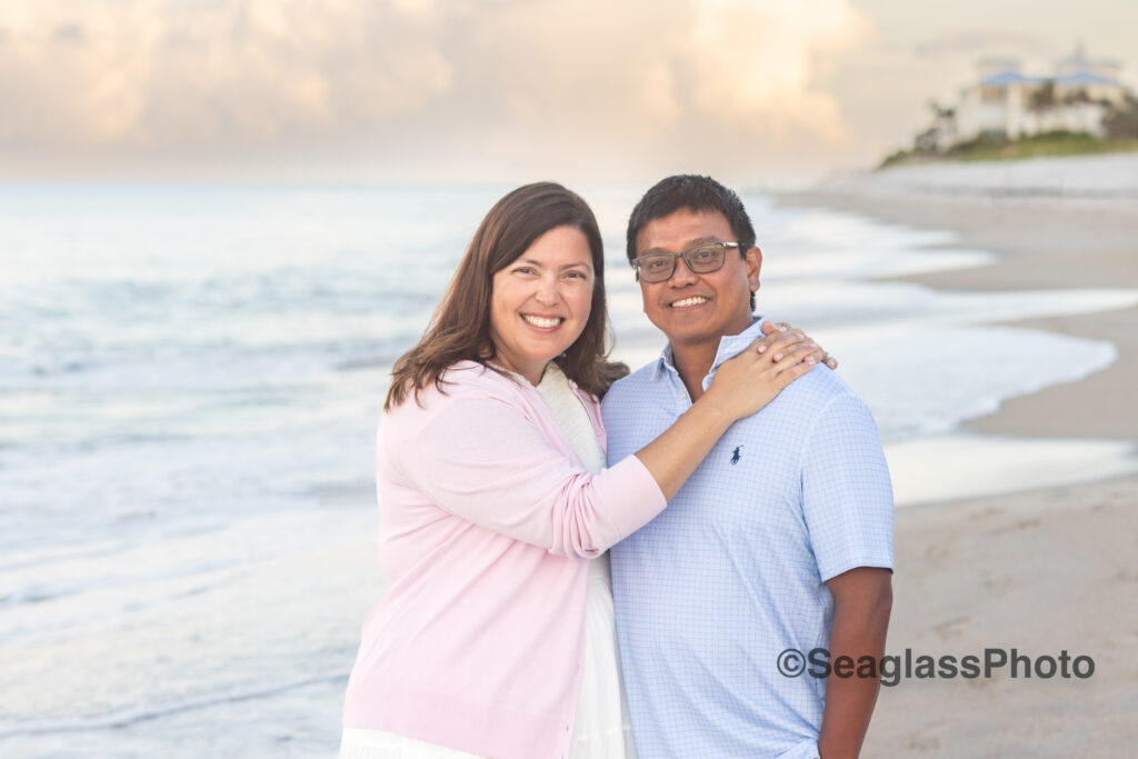 bi-racial couple on the beach at sunset at the Disney Vero Beach Resort